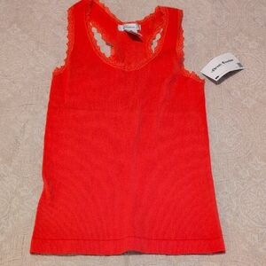 Chico's Bold Red Lace-Trimmed Tank Top